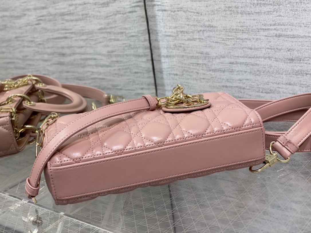 Small Lady D-Joy Bag Pink Cannage Lambskin